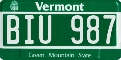 VT license plate BIU987
