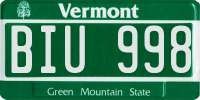 VT license plate BIU998