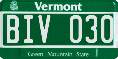 VT license plate BIV030