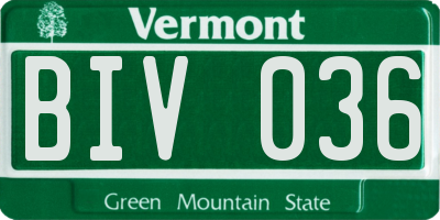VT license plate BIV036