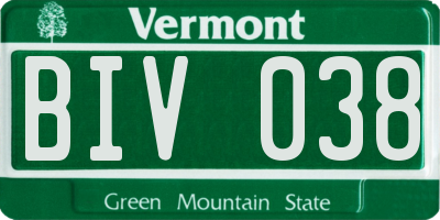VT license plate BIV038