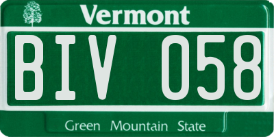 VT license plate BIV058