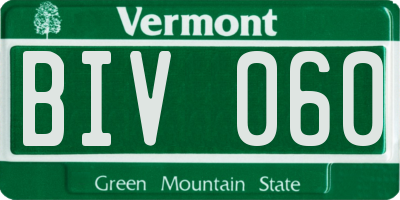 VT license plate BIV060