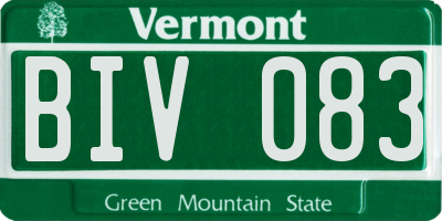 VT license plate BIV083