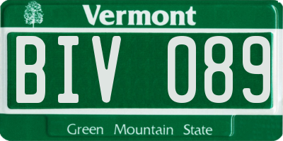 VT license plate BIV089