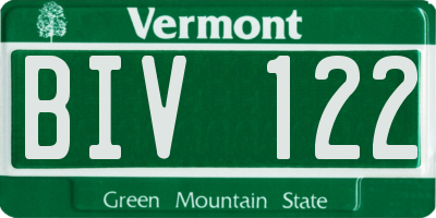 VT license plate BIV122
