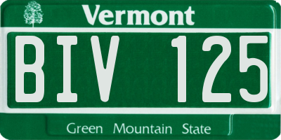 VT license plate BIV125