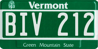 VT license plate BIV212