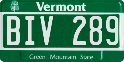 VT license plate BIV289