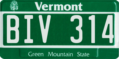 VT license plate BIV314