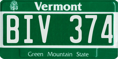 VT license plate BIV374