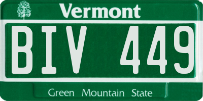 VT license plate BIV449