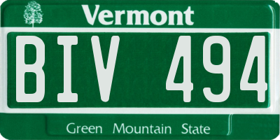 VT license plate BIV494