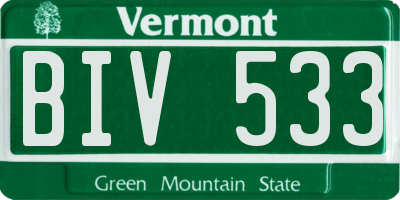 VT license plate BIV533