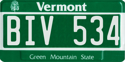 VT license plate BIV534