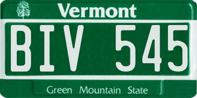 VT license plate BIV545