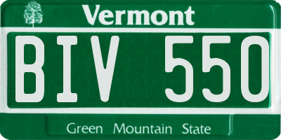 VT license plate BIV550