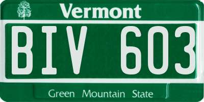 VT license plate BIV603
