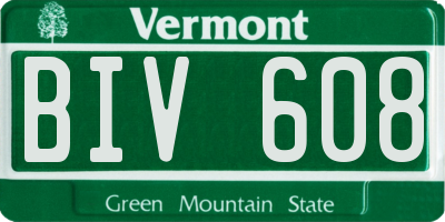 VT license plate BIV608