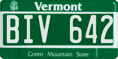 VT license plate BIV642