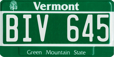 VT license plate BIV645