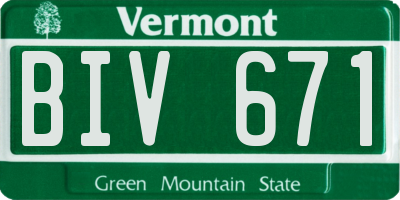 VT license plate BIV671