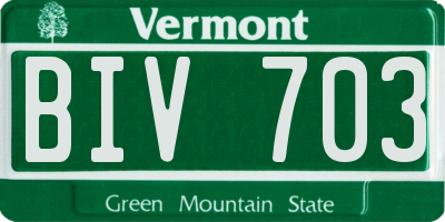 VT license plate BIV703
