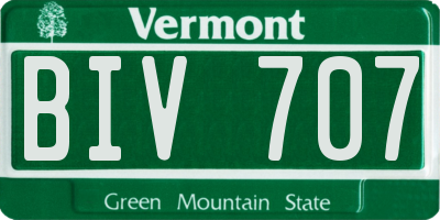 VT license plate BIV707