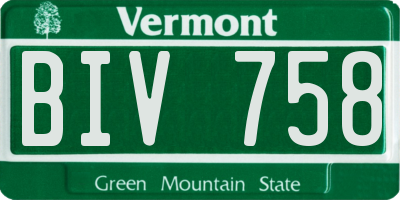 VT license plate BIV758