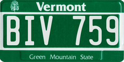 VT license plate BIV759