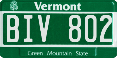 VT license plate BIV802