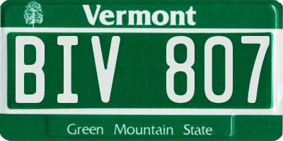 VT license plate BIV807