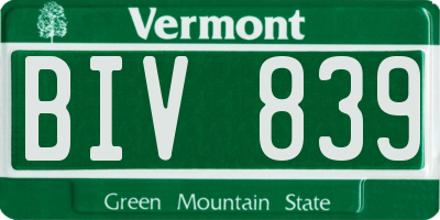VT license plate BIV839