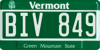 VT license plate BIV849