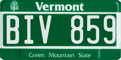 VT license plate BIV859