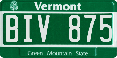 VT license plate BIV875