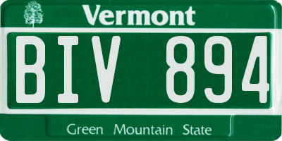 VT license plate BIV894