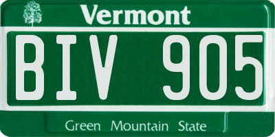 VT license plate BIV905