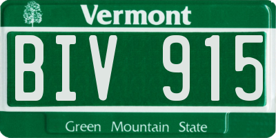 VT license plate BIV915