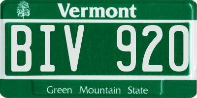 VT license plate BIV920