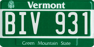 VT license plate BIV931