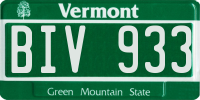 VT license plate BIV933