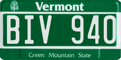 VT license plate BIV940