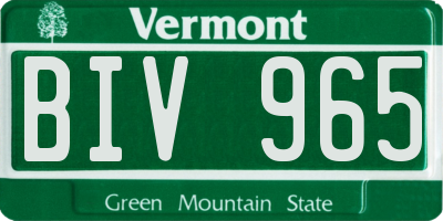 VT license plate BIV965