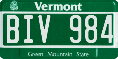 VT license plate BIV984