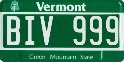 VT license plate BIV999
