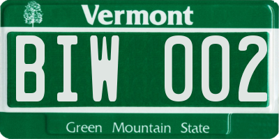 VT license plate BIW002