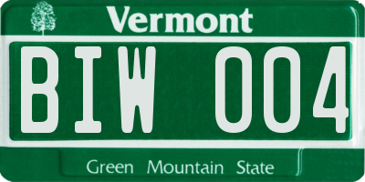 VT license plate BIW004