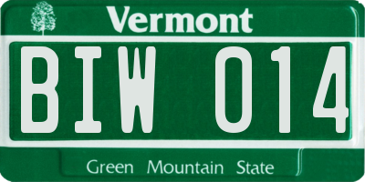 VT license plate BIW014