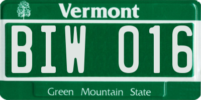 VT license plate BIW016